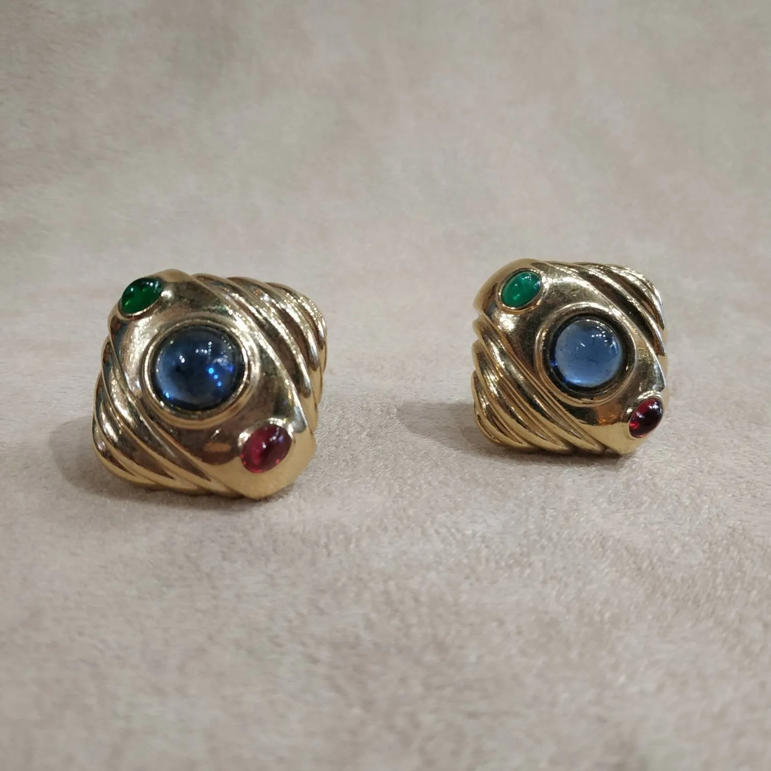 Vintage Ciner Multicolour Gold Earrings