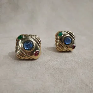 Vintage Ciner Multicolour Gold Earrings