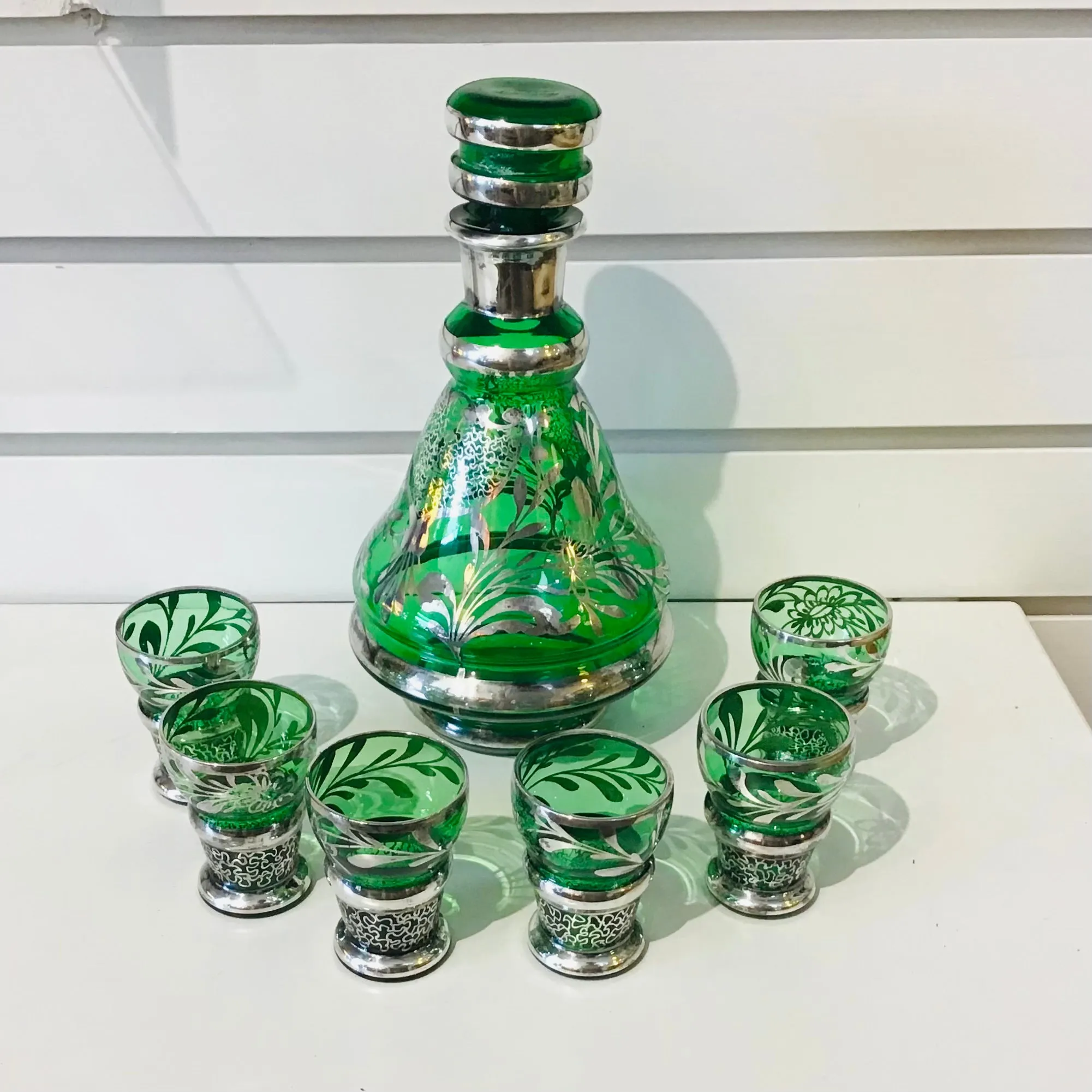 Vintage Czech Glass Decanter Set