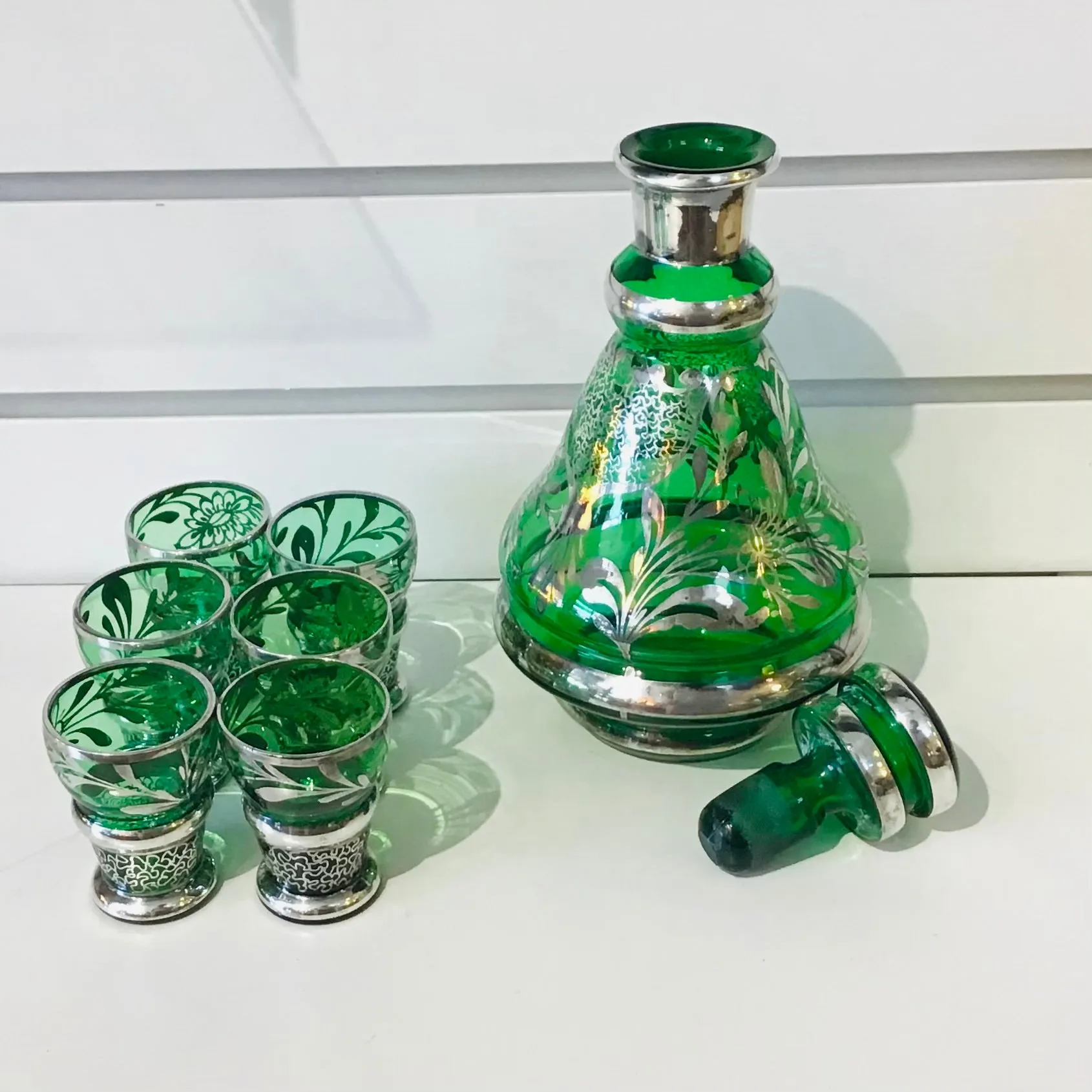 Vintage Czech Glass Decanter Set