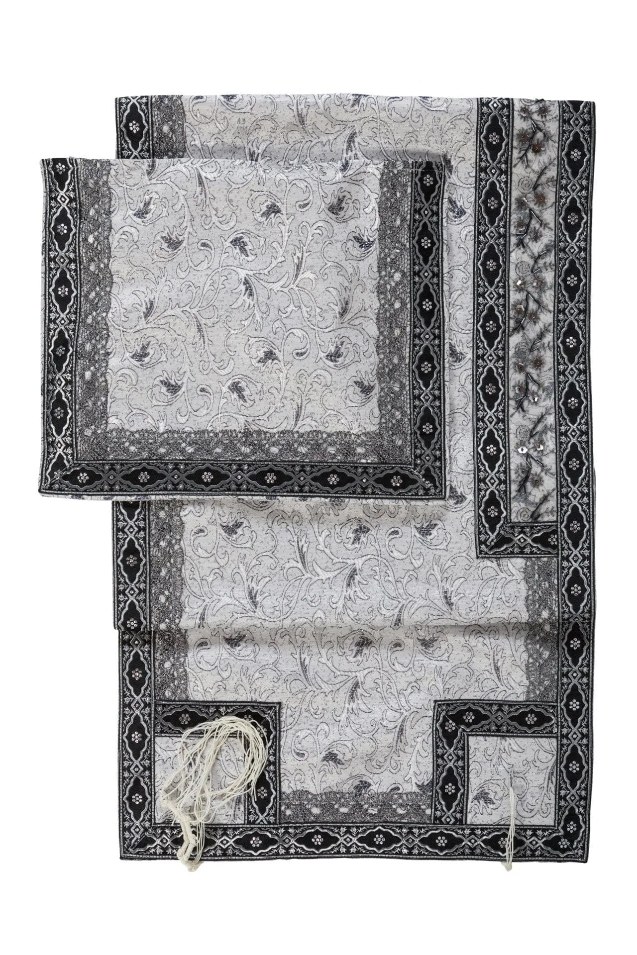 White Floral Lace Tallit Prayer Shawl Set with Matching bag,