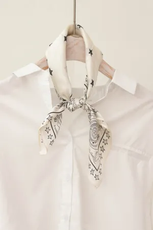 White Totem Silk Scarf & Mulberry Silk Small Square Scarf for Shirts and T-Shirts