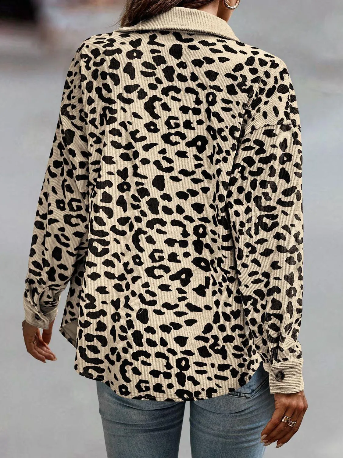 Women Leopard Buttoned Jacket