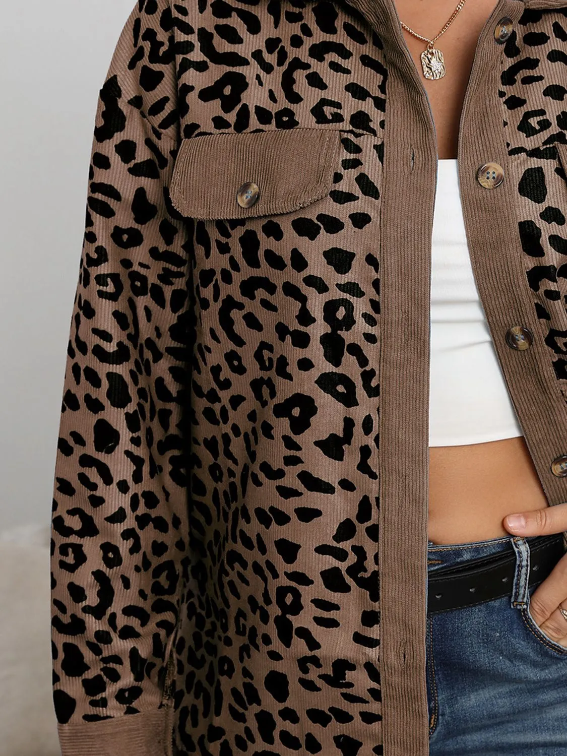 Women Leopard Buttoned Jacket