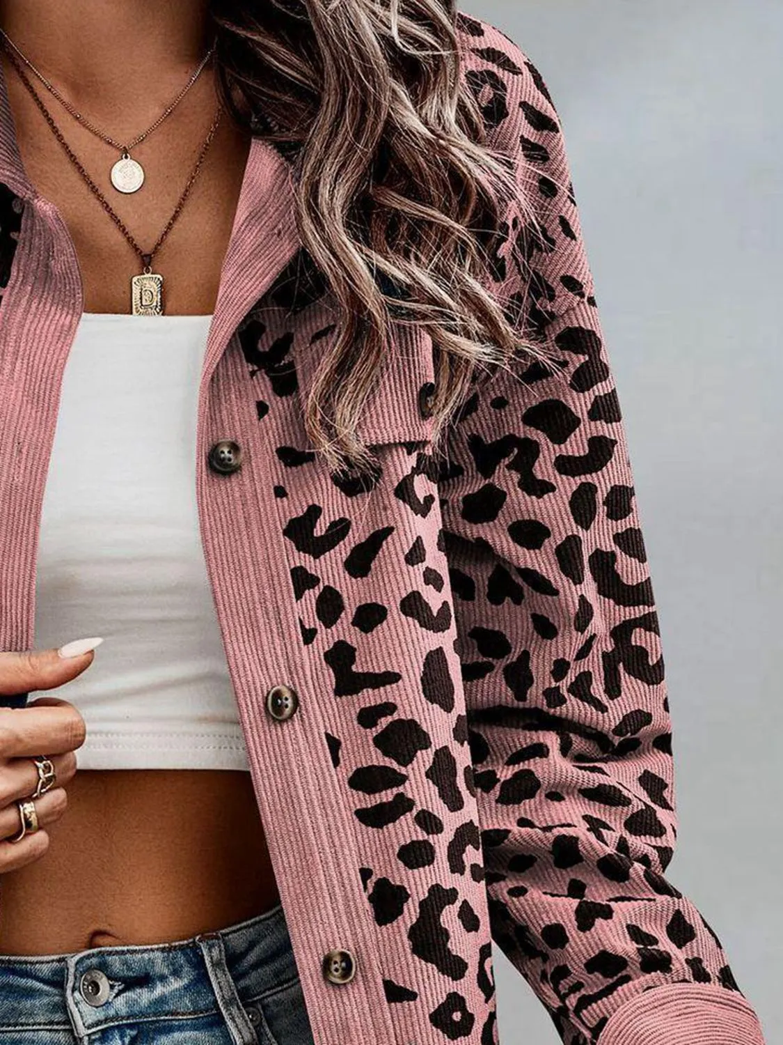 Women Leopard Buttoned Jacket