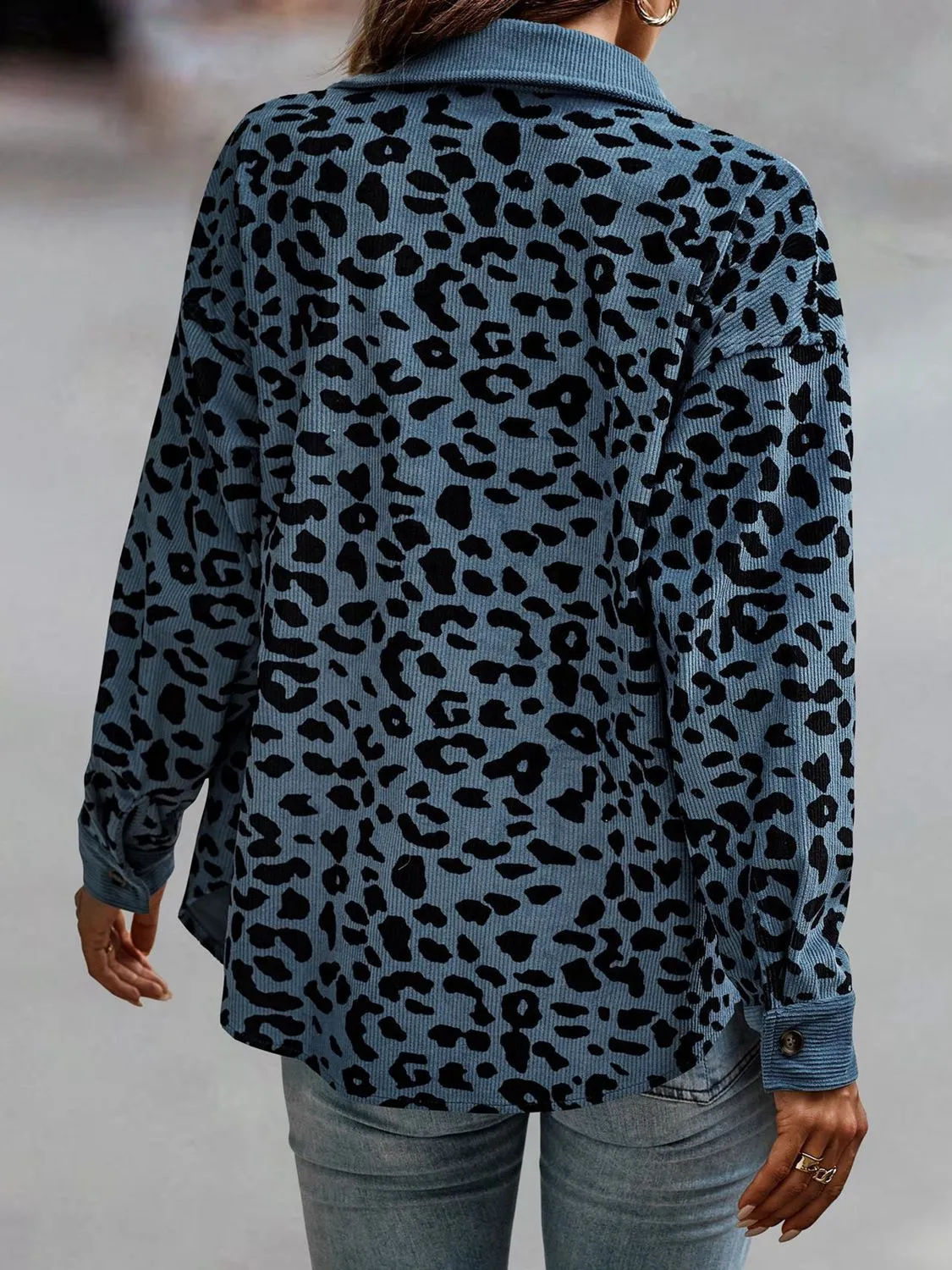 Women Leopard Buttoned Jacket