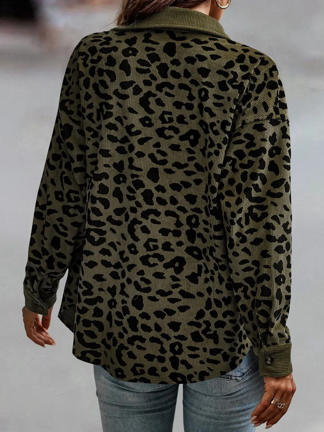 Women Leopard Buttoned Jacket