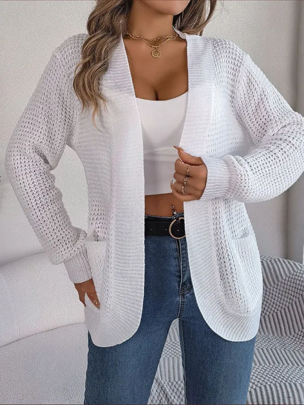 Women's Casual Pocket Long Sleeve Knitted Cardigan Jacket