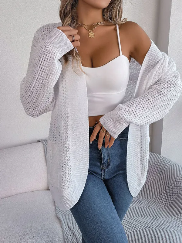 Women's Casual Pocket Long Sleeve Knitted Cardigan Jacket