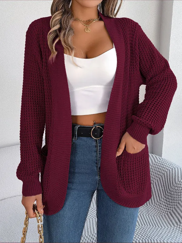 Women's Casual Pocket Long Sleeve Knitted Cardigan Jacket