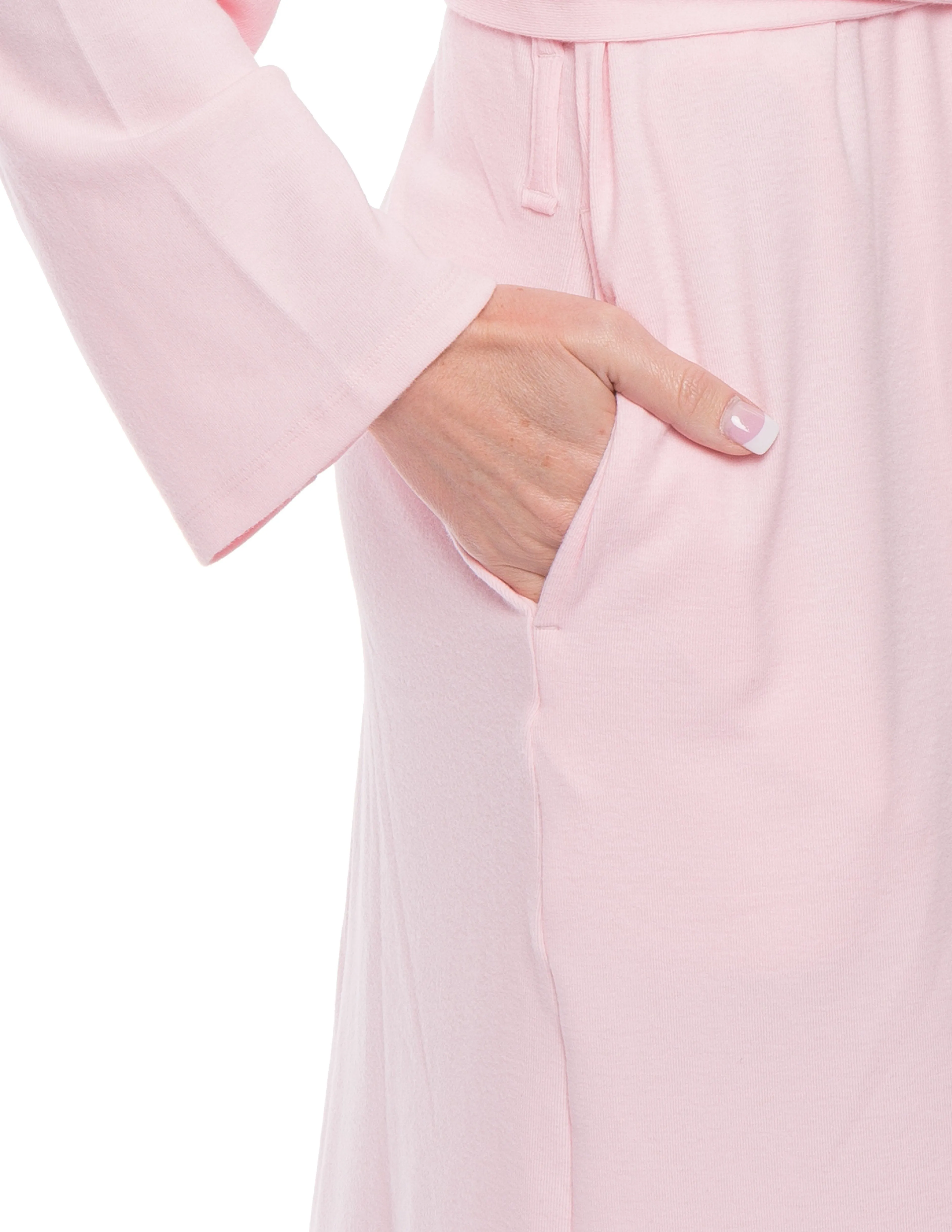 Women's Cozy Rib Knit Jersey Knee-Length Soft Robe