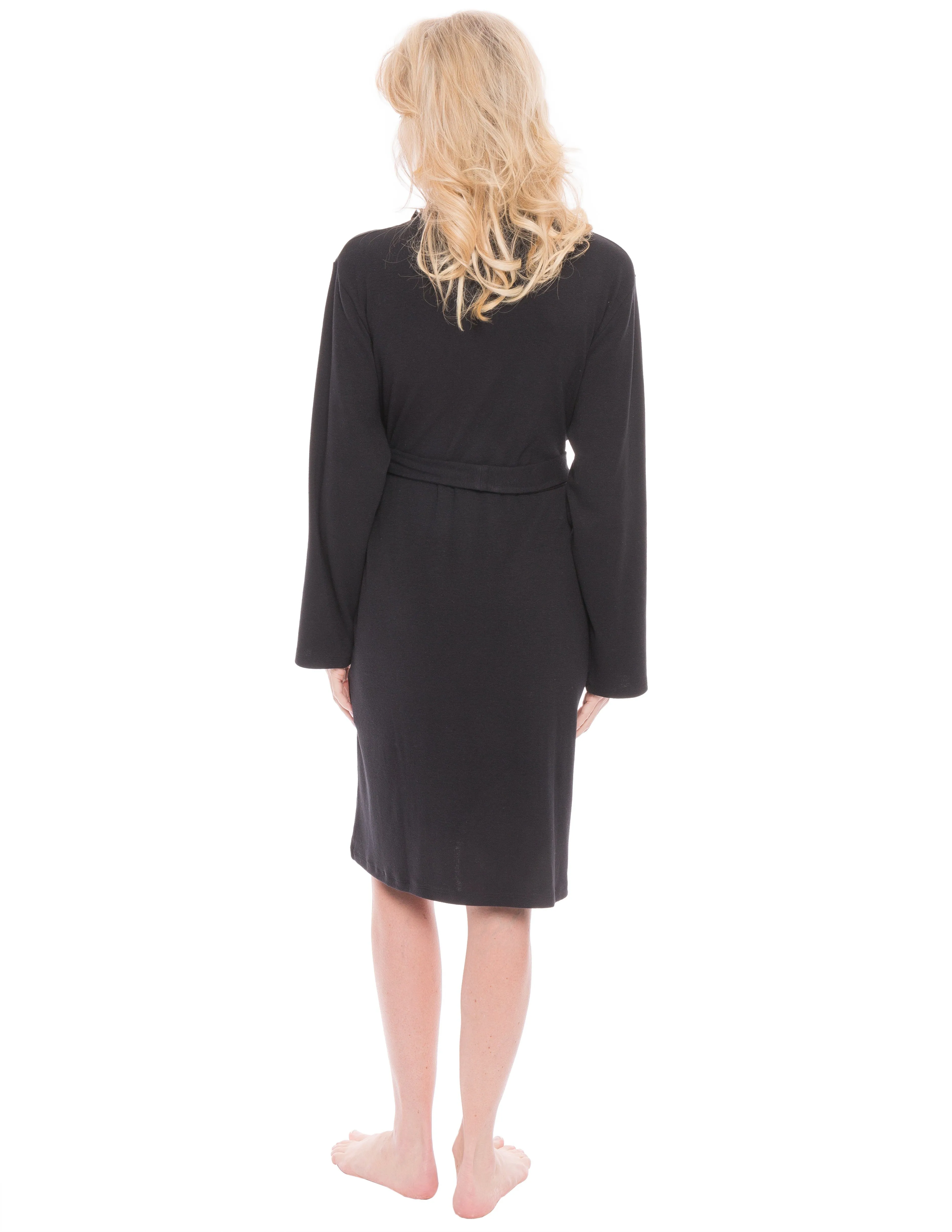 Women's Cozy Rib Knit Jersey Knee-Length Soft Robe