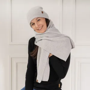 Women's Knit Beanie & Scarf 2-Piece Cashmere Blend