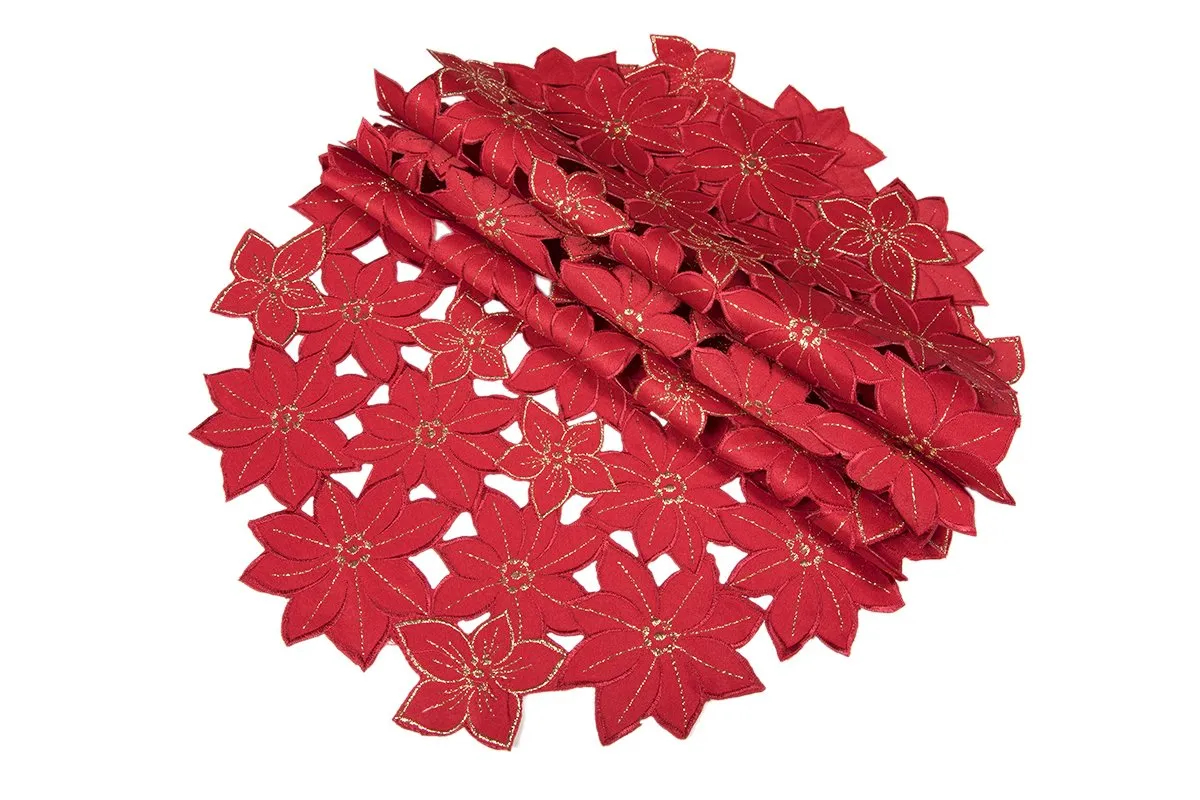 XD795022 Festive Poinsettia Doilies, Set of 4