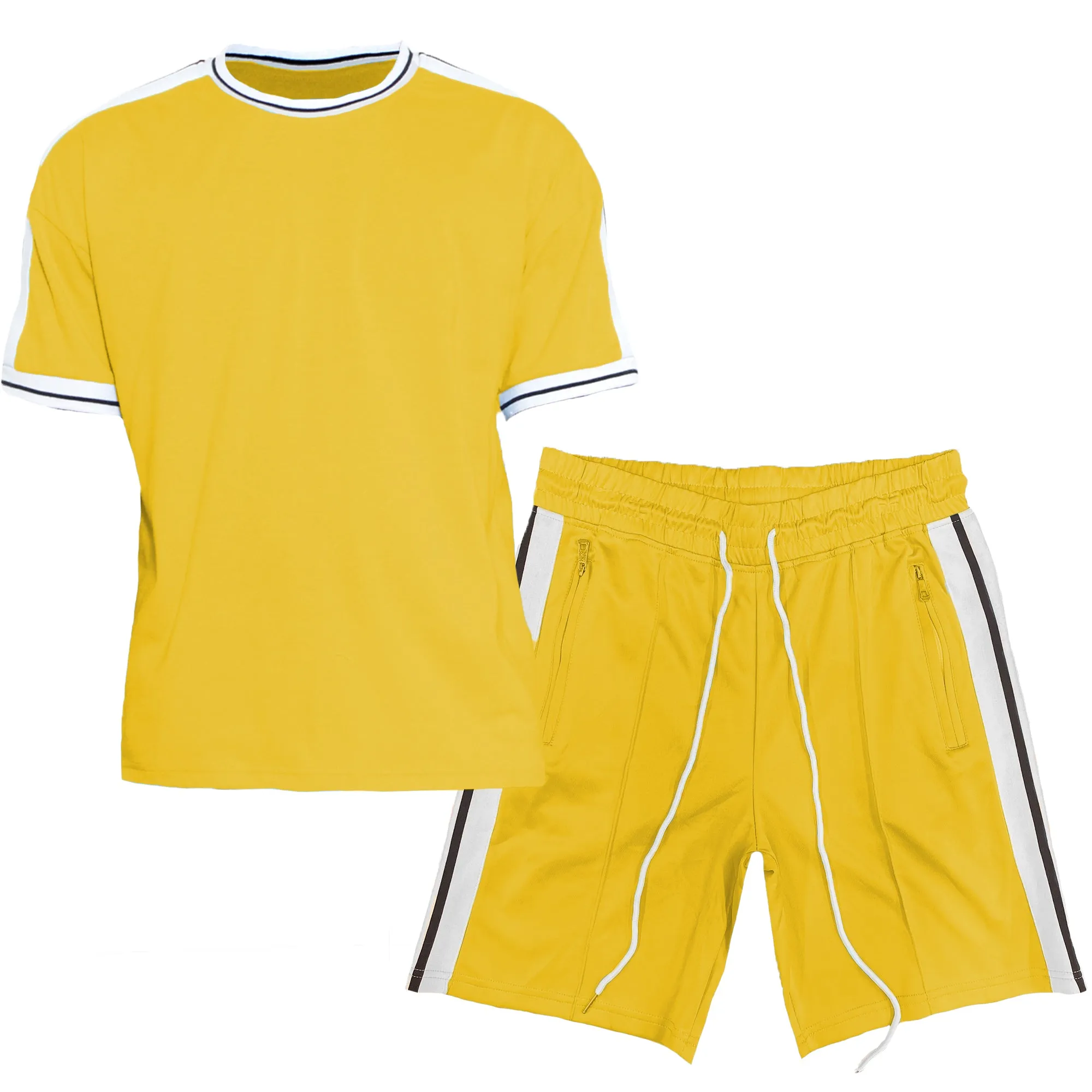 Yellow Side Stripe Tape Short Set